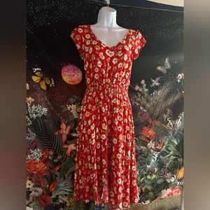 Red floral dress